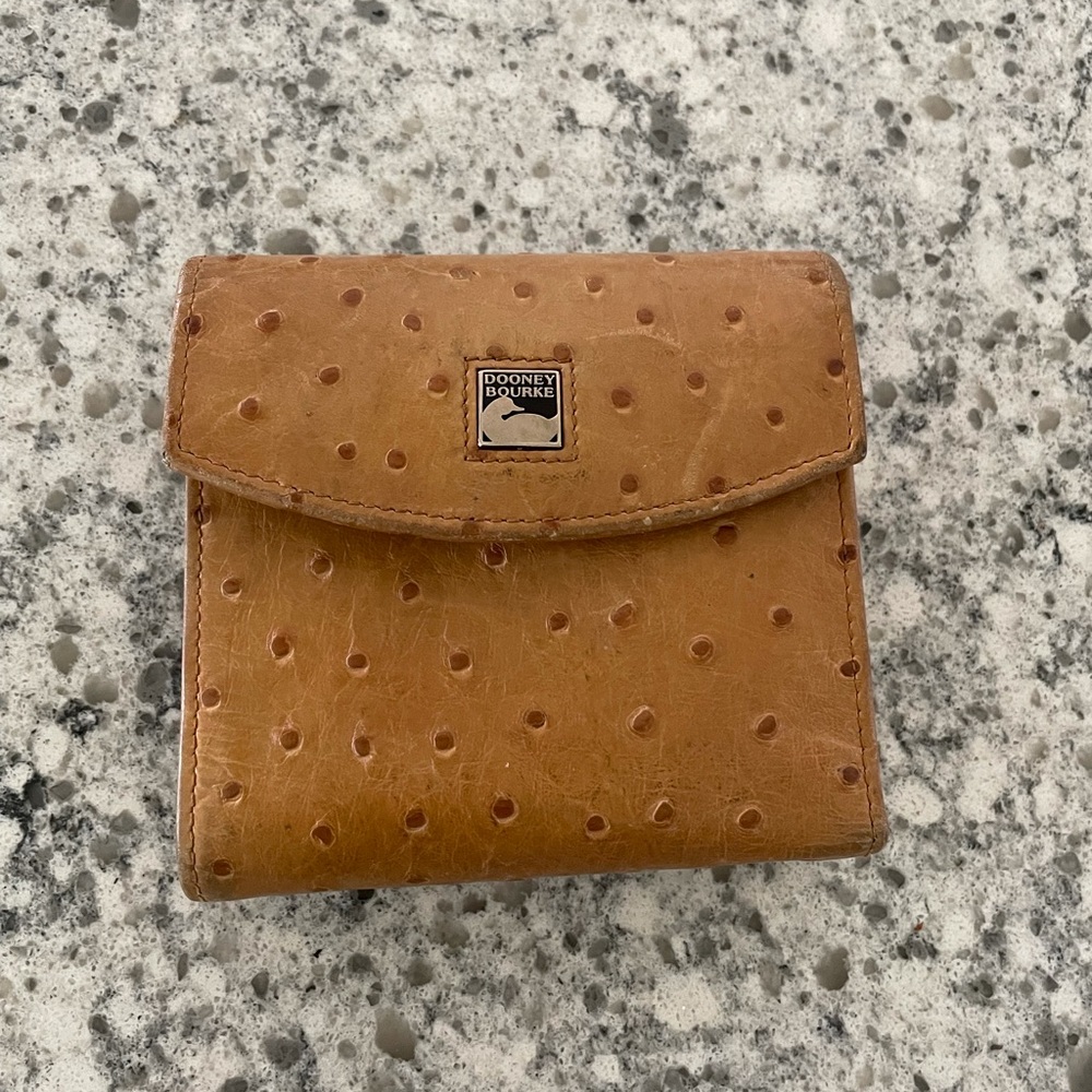 Dooney & Bourke Ostrich skin brown trifold wallet